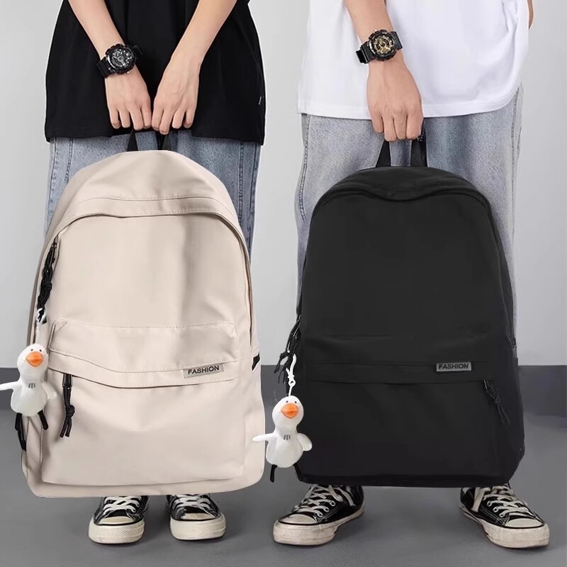 背包男士双肩包书包简约大容量旅行女初中生高中大学生男黑色防水