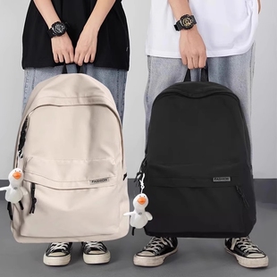 背包男士双肩包书包简约大容量旅行女初中生高中大学生男黑色防水