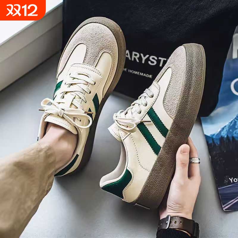 德训鞋男鞋2025新款夏季小众设计感港风复古休闲板鞋男款防水圆头