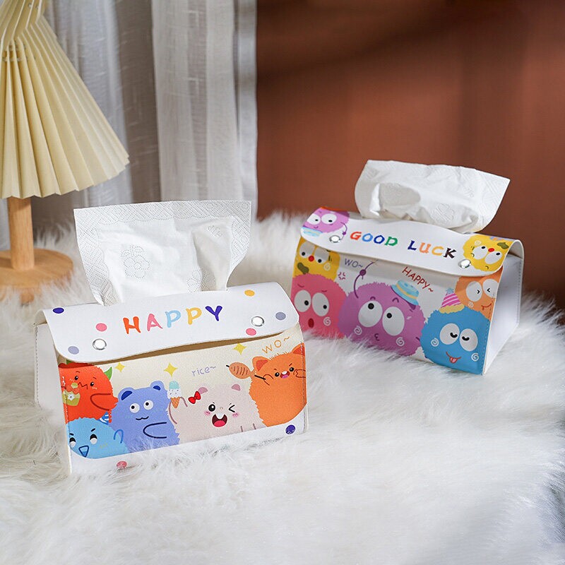 可爱卡通桌面纸巾盒家居客厅车载悬挂式纸抽盒创意家用卧室收纳盒