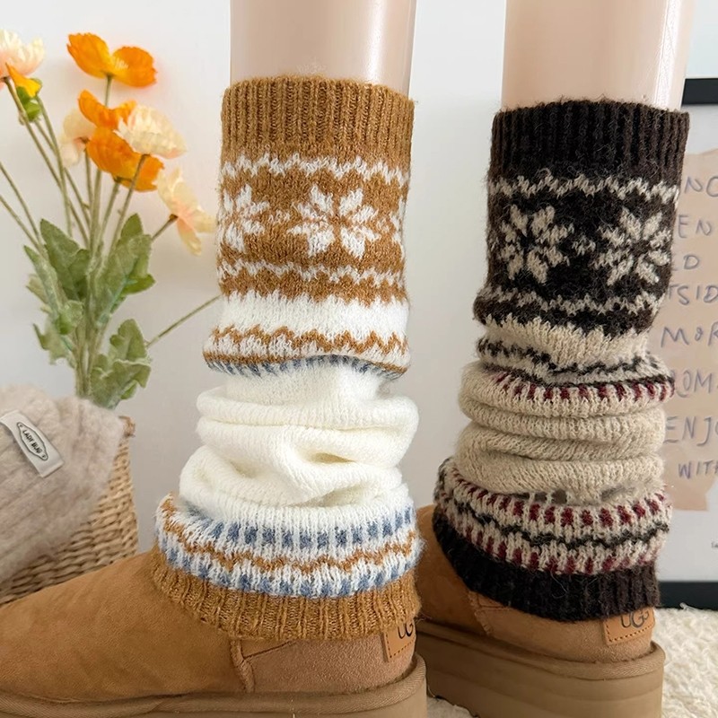 费尔岛羊毛袜套堆堆袜子女2025新款爆款秋冬季保暖加厚雪地靴腿套