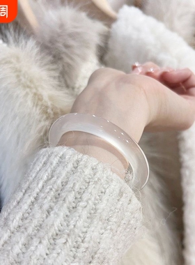 天然玛瑙白月光手镯高冰玉髓显白手镯翡翠玉镯子荔枝冻少女年轻款