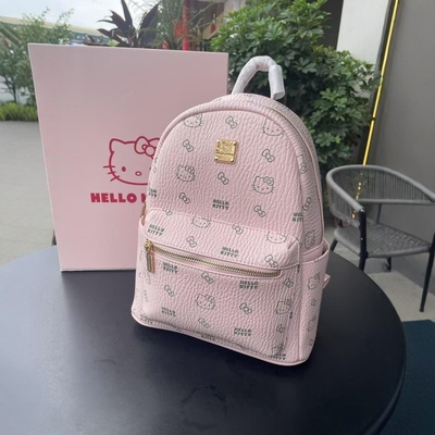hellokitty双肩包大容量背包大学生书包休闲包粉色气质帆布棕色