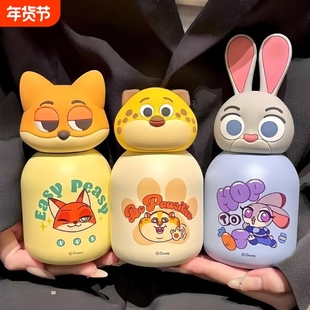 疯狂动物城儿童保温杯水杯水壶连体头杯盖子儿童保温杯