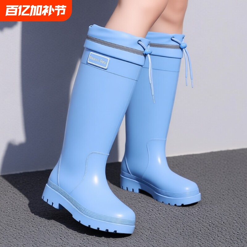 特高筒雨鞋女款水鞋时尚外穿防水加绒保暖成人雨林徒步防滑胶雨靴