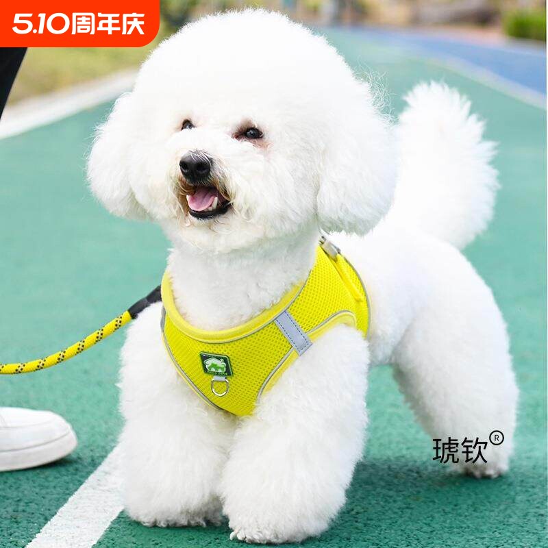 背心式狗狗牵引绳泰迪小型犬比熊博美胸背带小狗幼犬遛狗绳狗链子
