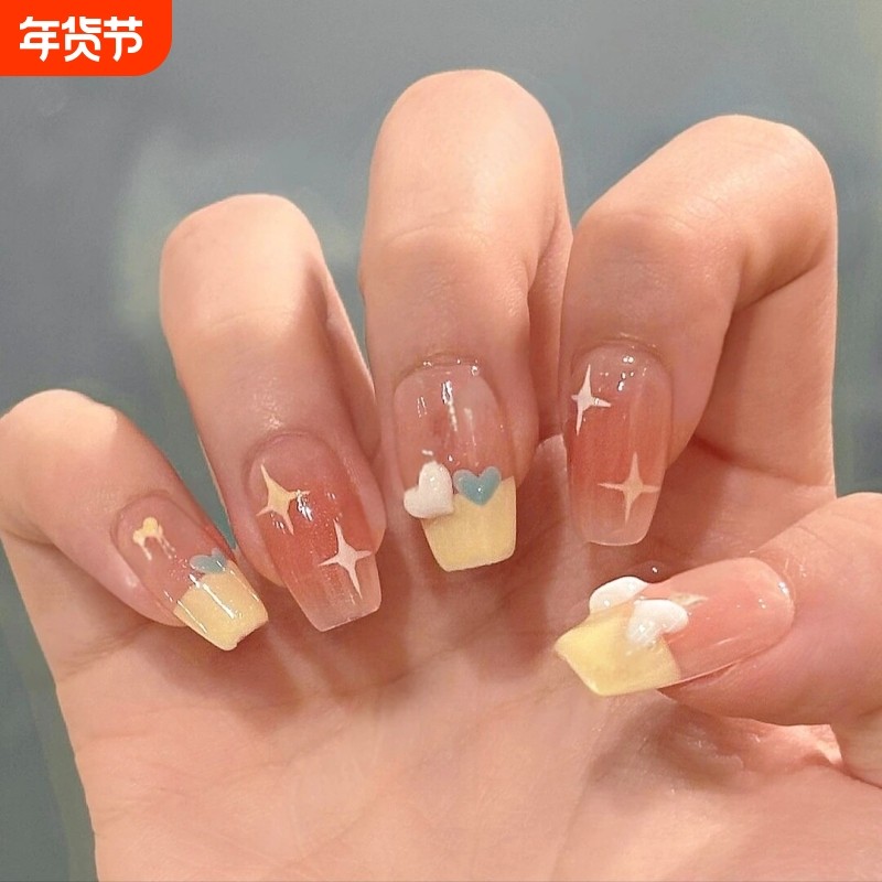 手工穿戴甲奶腮红法式ins可爱猫眼小红书同款美甲片黑皮蝴蝶结,彩妆/香水/美妆工具,穿戴甲/甲片,淘宝优惠券,粉丝福利购,淘宝优惠卷