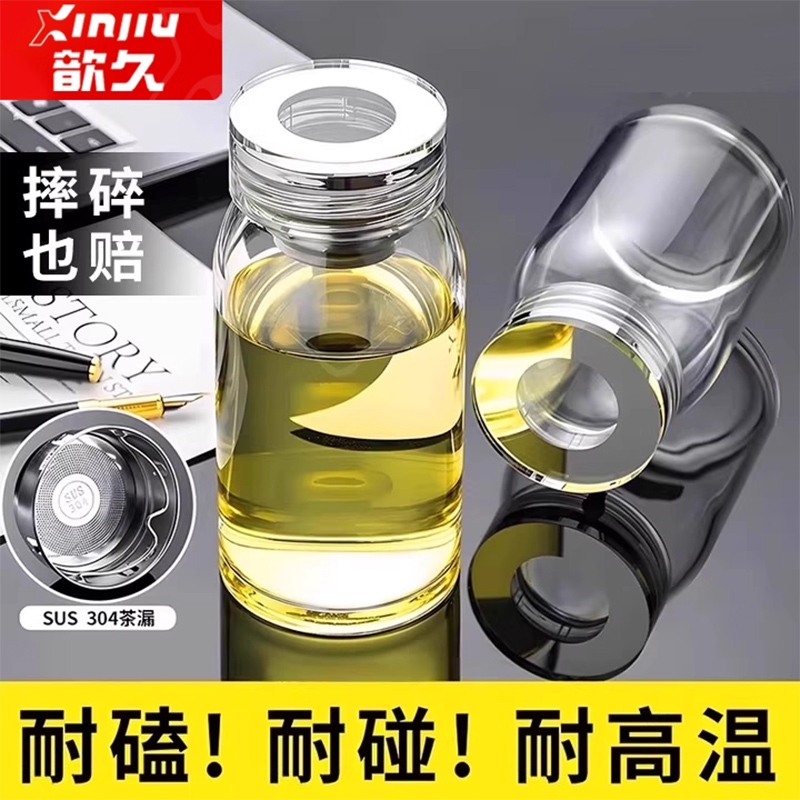 歆久新款大肚玻璃杯大容量茶杯加厚单层水杯高硼硅玻璃大肚杯透明