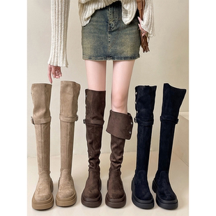 过膝骑士靴高跟腿型 新款 时尚 部落两穿厚底长筒靴子女2025年秋冬季