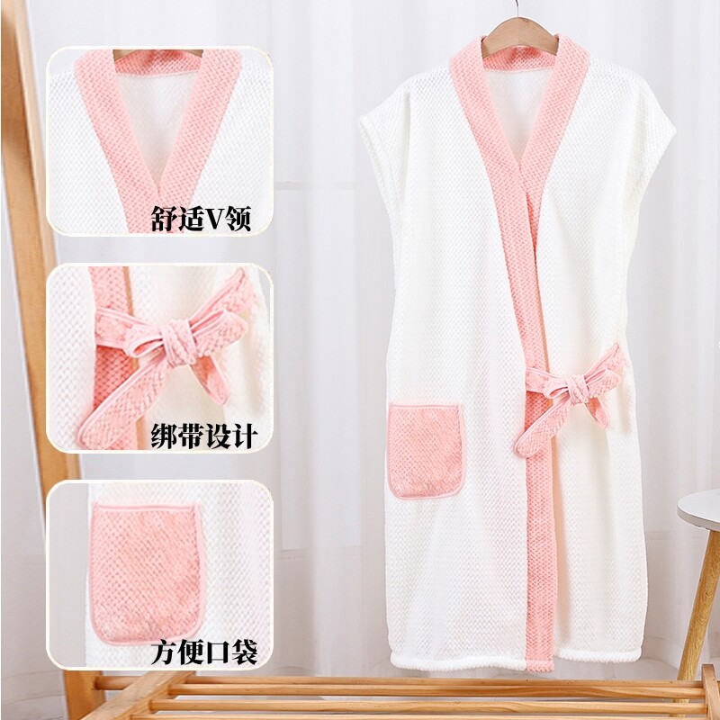浴袍浴裙洗澡浴巾裹全身短袖夏季长款男女情侣浴衣睡袍居家服睡衣