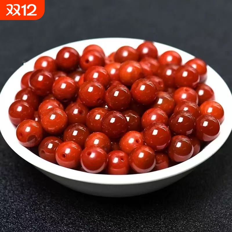 保山散珠南红单珠配珠圆珠满肉手串配饰玛瑙手链珠子diy