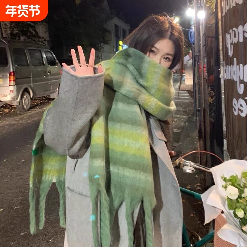 围巾女冬季2025新款条纹仿羊绒保暖围脖脖套高级感格子披肩厚流苏,服饰配件/皮带/帽子/围巾,围巾/丝巾/披肩,淘宝优惠券,粉丝福利购,淘宝优惠卷