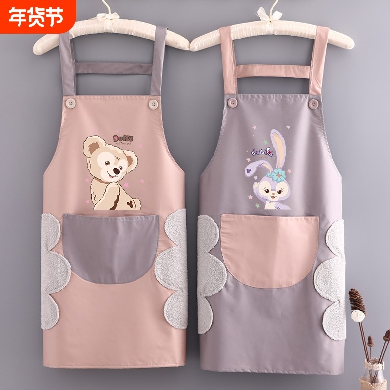 厨房家用可爱围裙做饭女防水防油洋气工作服餐饮专用无袖围腰成人