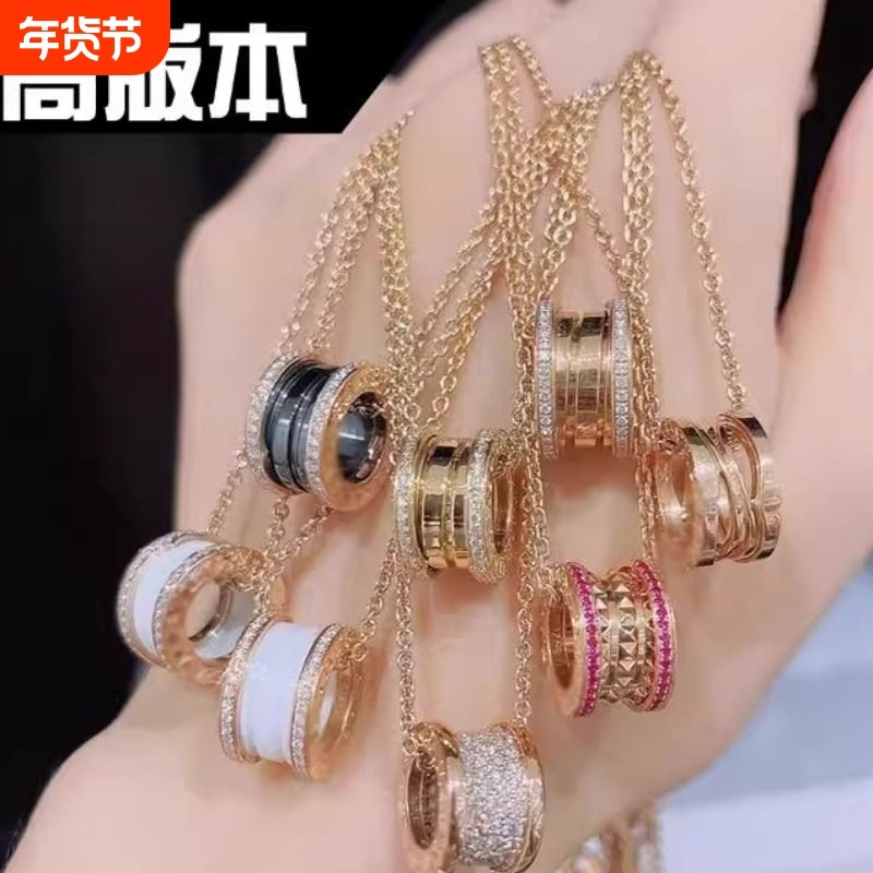 小蛮腰项链弹簧项链男女纯银陶瓷小红人慈善款情侣吊坠黄金玫瑰金