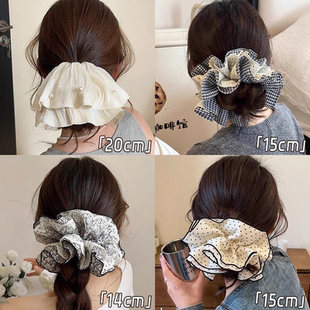 超仙褶皱裙摆蕾丝发绳气质设计大肠发圈高级新款 甜美丸子发高级感
