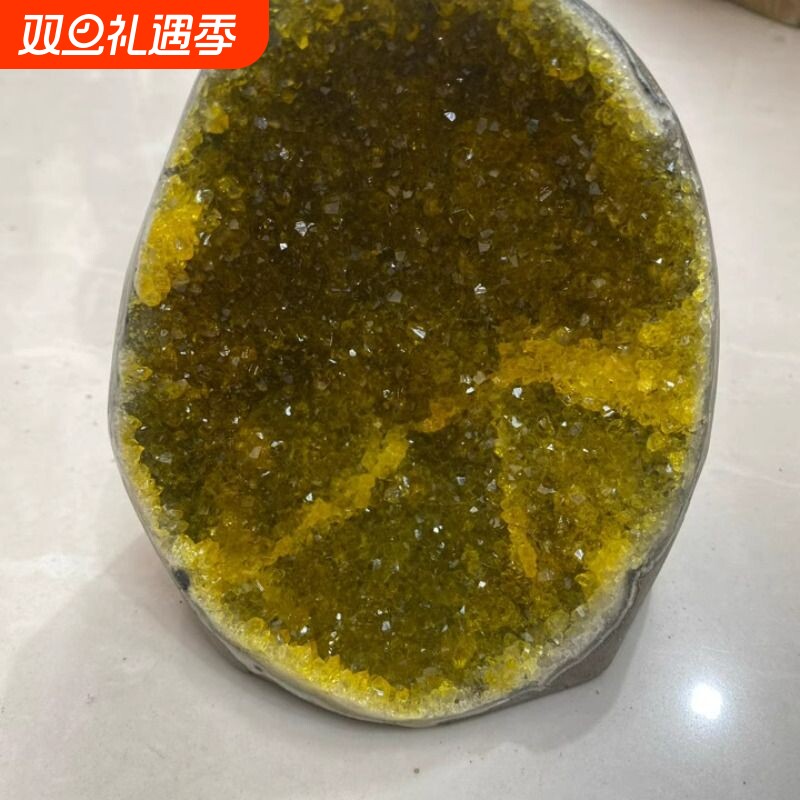 天然黄水晶洞黄水晶簇晶镇摆件家居办公室摆件现货消磁净化石
