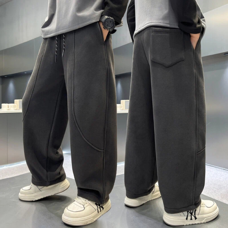 儿童加绒裤子男童运动裤冬一体绒