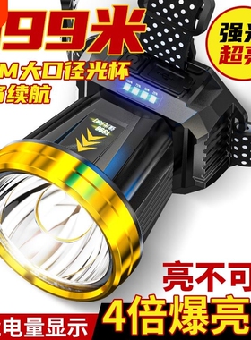 公牛适用LED头灯强光可充电远射头戴式手电筒超亮登山夜钓鱼专用