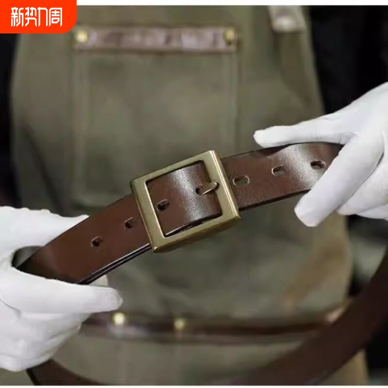 （黄铜扣+头层牛皮）手工男士牛皮针扣休闲复古腰带真皮带