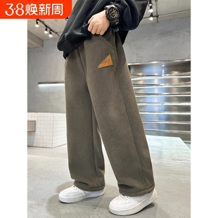 男童灯芯绒裤子加绒秋冬款2025新款加厚冬季长裤中大儿童休闲男孩