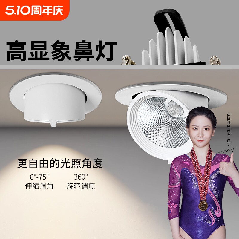 led象鼻灯射灯商场美术馆工厂珠宝嵌入式窗帘高显色高亮商用女装