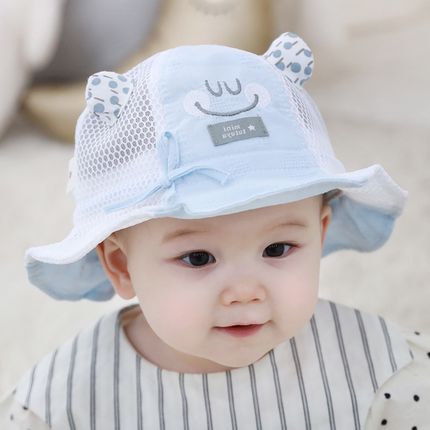 婴儿帽子夏季薄款新生儿小月龄遮阳帽女宝宝防晒渔夫帽儿童太阳帽