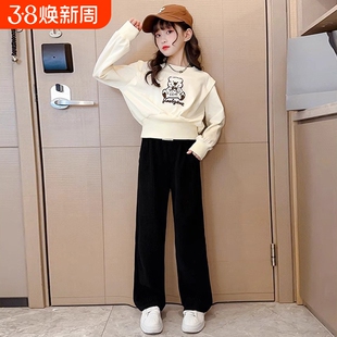 女童春秋套装2025休闲洋气儿童装时髦潮网红炸街中大童卫衣两件套