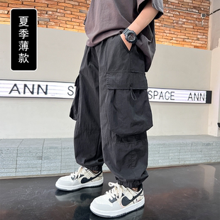 夏装 裤 运动裤 男孩夏款 长裤 儿童防蚊裤 薄2025新款 夏季 子工装 男童裤