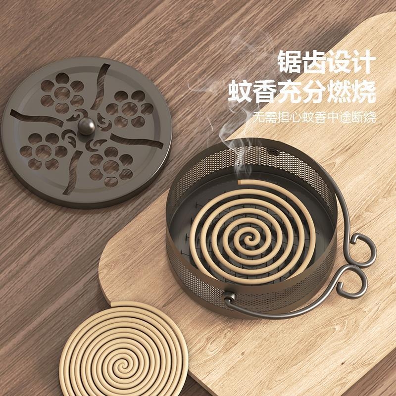 复古蚊香盒盘架托便携户外防烫防风安全镂花檀香盘带盖香薰炉新款