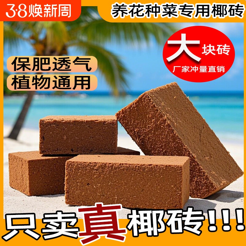 椰砖土进口通用型营养脱盐椰砖盆栽种植专用土壤种菜种花椰壳园艺