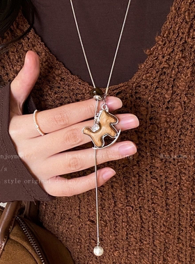木质小马吊坠项链女2025新款
