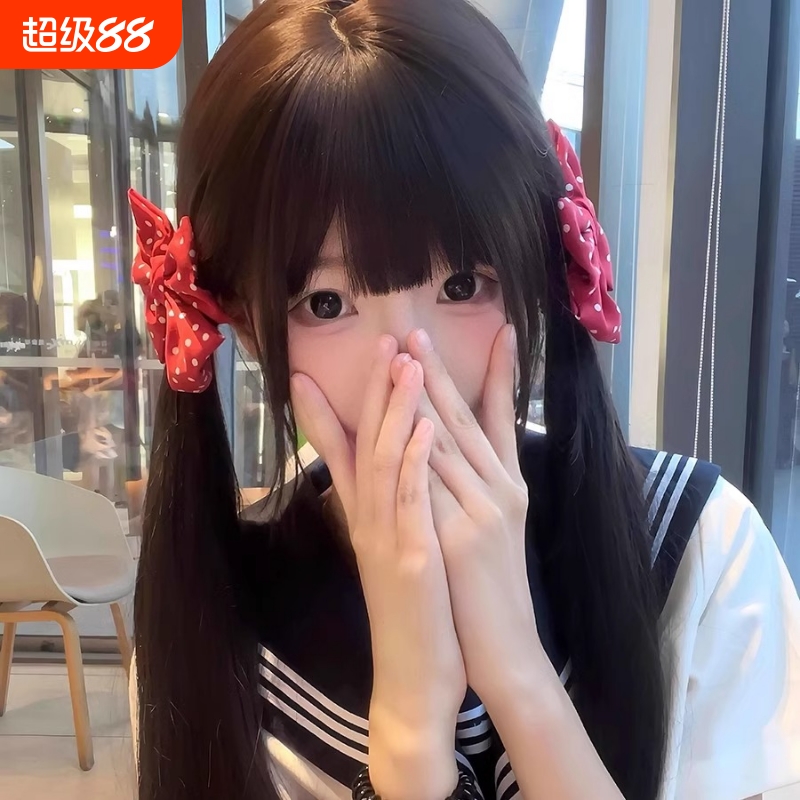 日系少女红色波点蝴蝶结发夹头饰新款可爱jk制服对夹元气儿童发饰