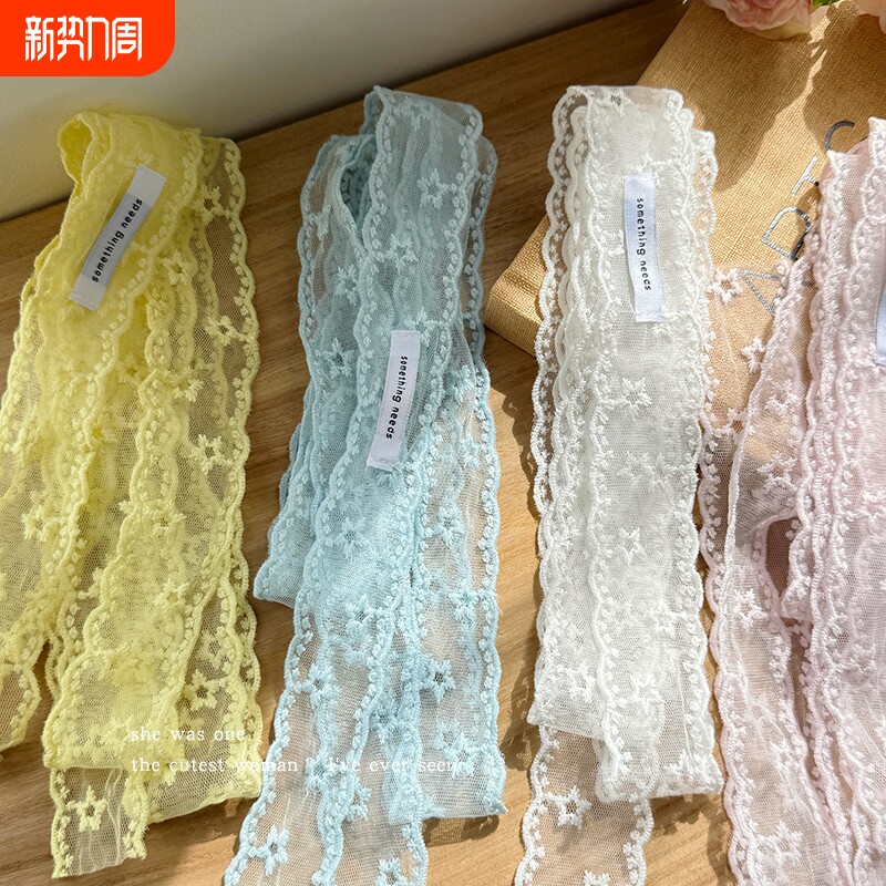 纯欲风白色蕾丝飘带绑头发带女夏季长条丝巾系脖领巾百搭辣妹发饰