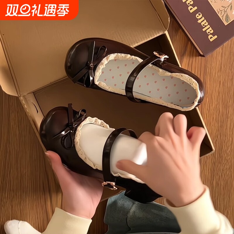 日系软妹jk小皮鞋女2025秋夏新款圆头蝴蝶结洛丽塔玛丽珍浅口单鞋