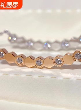 高质量轻奢蜂巢项链女镀厚金1白金蜂窝锁骨链女颈链玫瑰金微笑