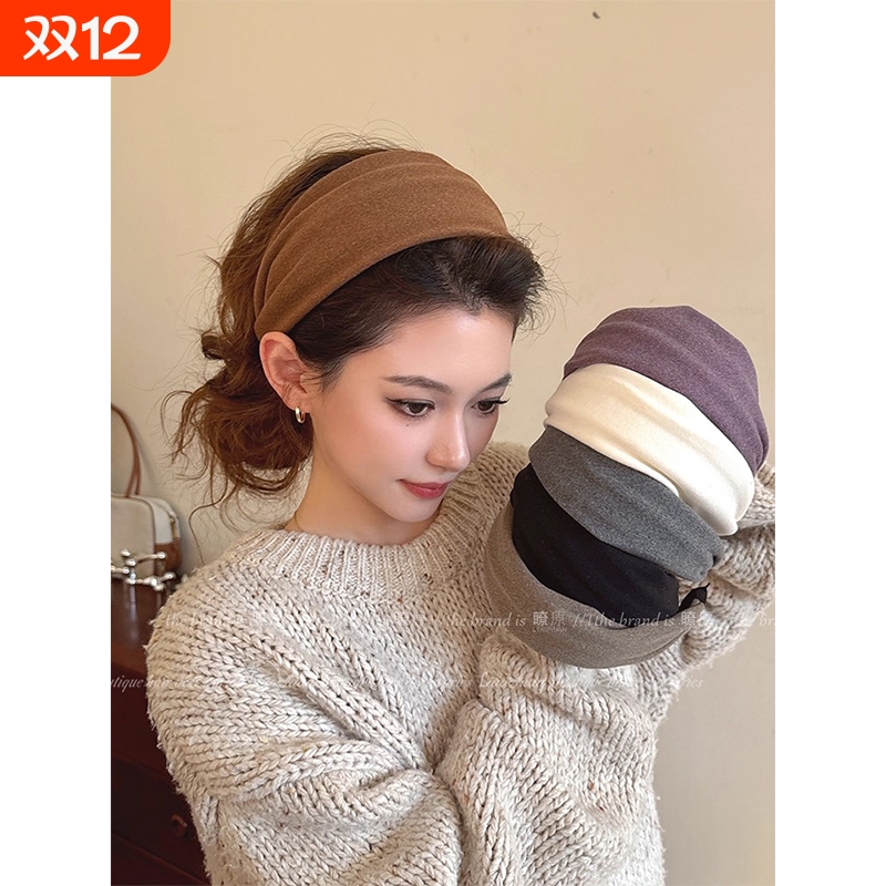 复古秋冬日常外捆发箍女2025新款压发高颅顶灰色发带发卡发旅头箍