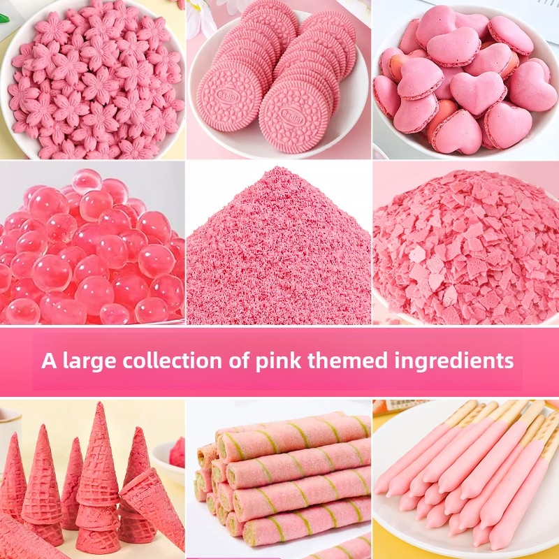 粉色饼干樱花奶豆腐蛋糕装饰摆件舒芙蕾小料草莓黄油薄脆甜品点缀