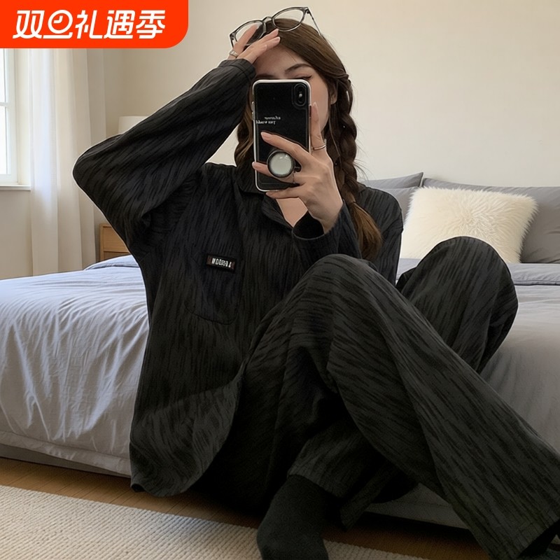 2025年新款纯棉睡衣女士春秋冬季高级感长袖外穿加大码家居服套装