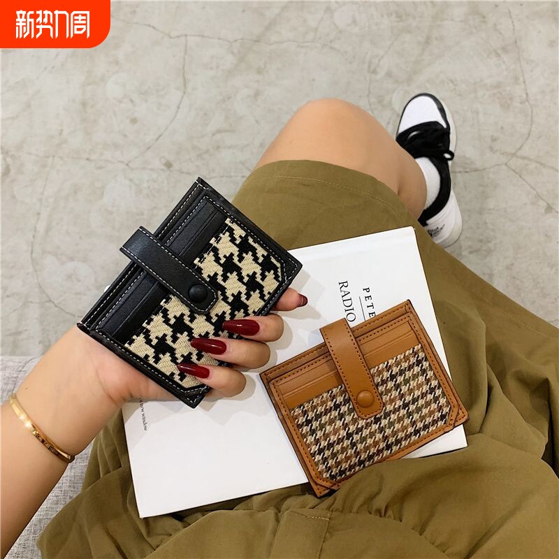 新款精致高档卡包女薄款多卡位小巧ins风帆布防消磁银行卡夹证件