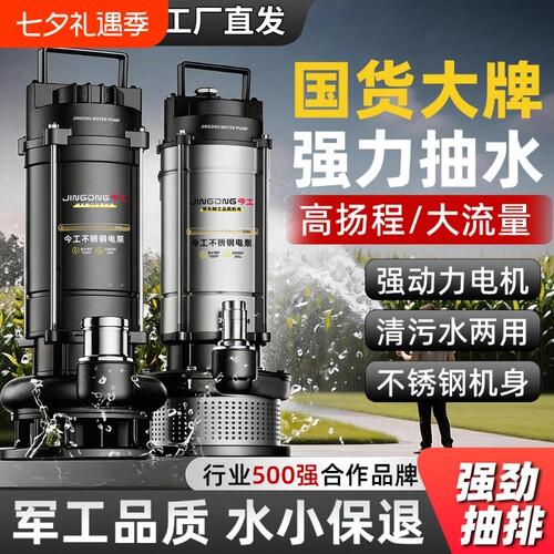 不锈钢潜水泵220v家用高扬程抽水泵农用灌溉排污水泵电动大流量