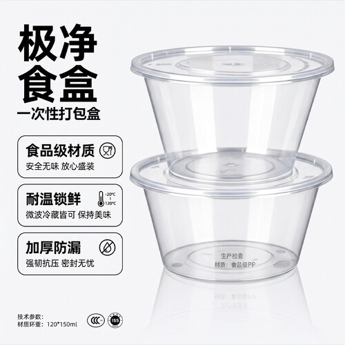 一次性餐盒透明方形圆形加厚PP5