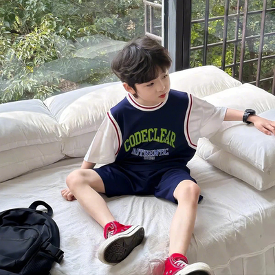 男童运动套装2025新款夏季薄款儿童速干篮球服两件套短袖凉感童装