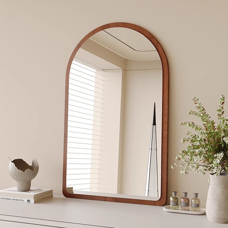 中古风化妆镜梳妆台镜子可壁挂桌面梳妆镜客厅玄关复古装饰镜家用