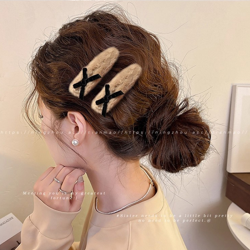 秋冬新款毛绒bb夹发夹女夹子头饰韩系侧边可爱毛毛发卡刘海夹卡子