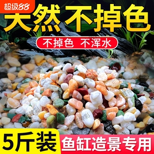 鱼缸造景雨花石天然五彩鹅卵石火山石底部砂石头子乌龟缸装饰原石