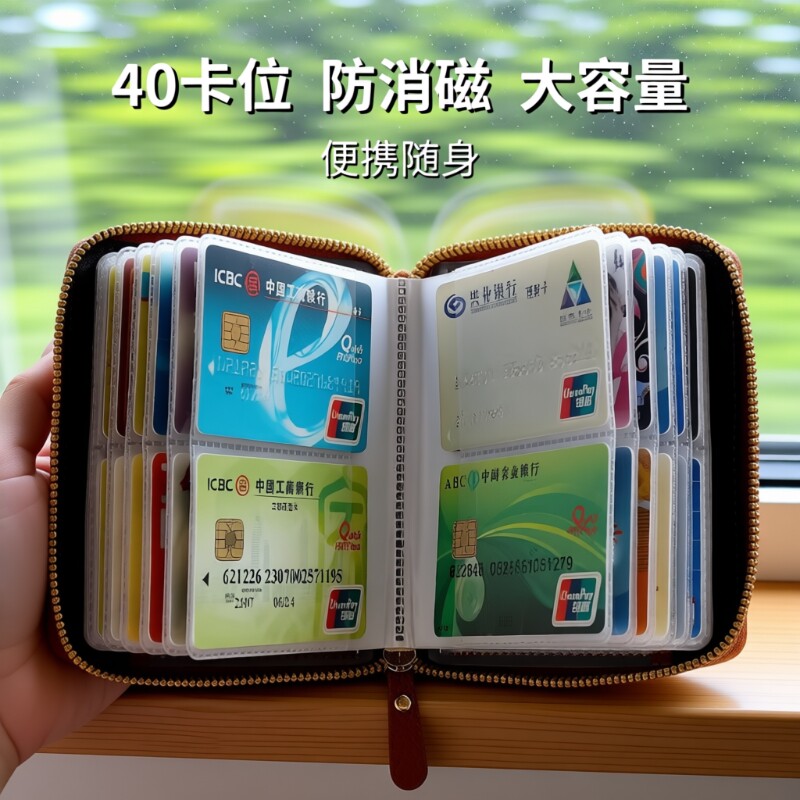 卡包40卡位防消磁证件卡片包大容量多卡位卡夹名片包银行随身收纳