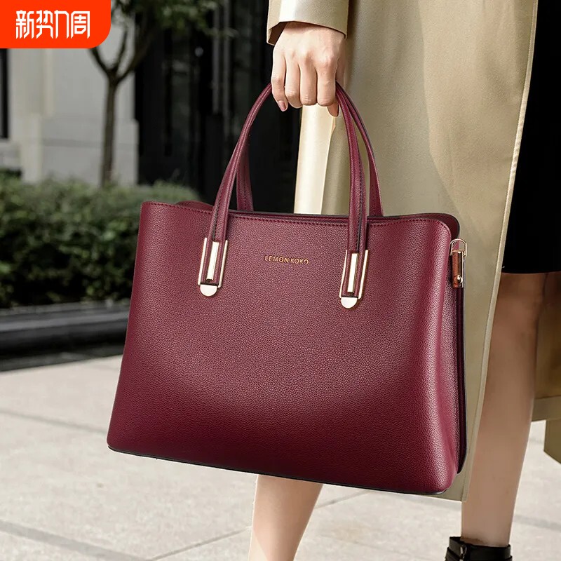 女士高档包包2026新款大气包大容量手提包婚包玫红色送斜挎单肩