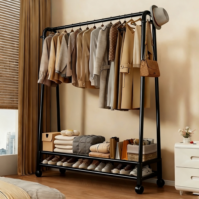 衣架晾衣架落地卧室内简易挂衣架阳台移动房间客厅轻奢置物衣帽架