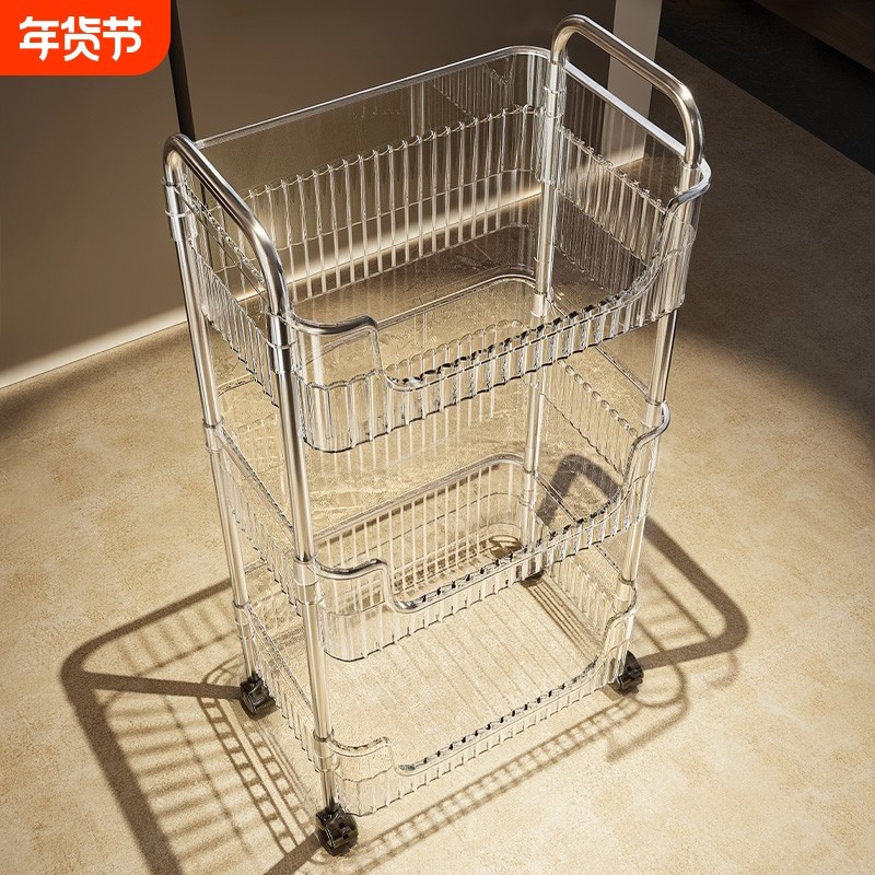 小推车零食置物架落地家用客厅多层玩具整理架加厚大容量收纳架子