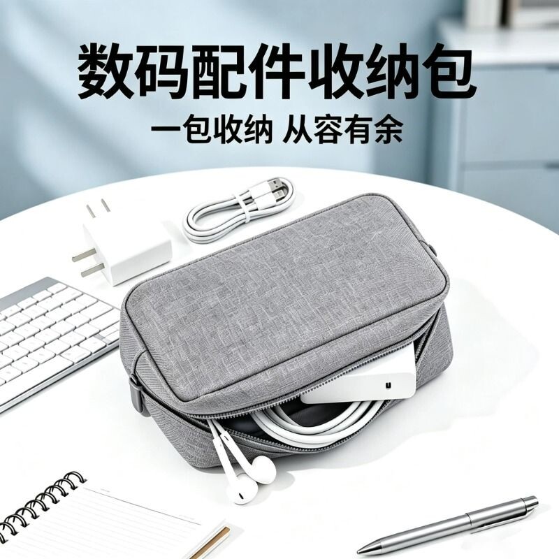 数码数据线收纳包充电器耳机鼠标配件收纳袋整理旅行电源充电宝外出便携多功能硬盘防水笔记本电脑小型图片